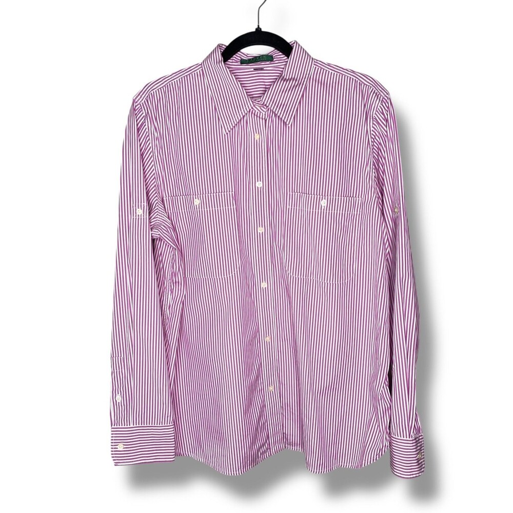 Lauren Ralph Lauren striped button front women's long sleeve Shirt XL